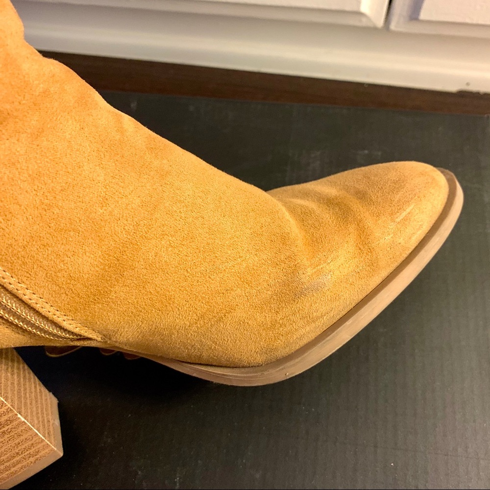 Lulus Annelise Suede Ankle Booties, Camel - Picture 6 of 8
